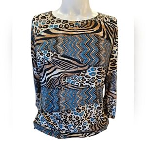 Womens Lize Large Peter Nygard Animal Print Multicolor Top‎